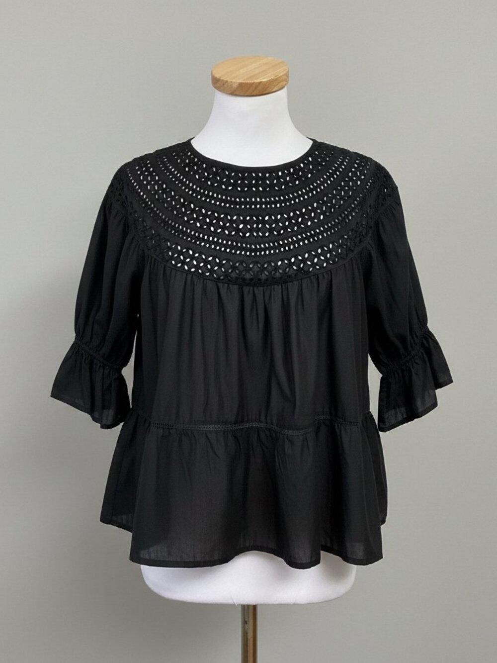 Merlette black eyelet Sol blouse, size XS